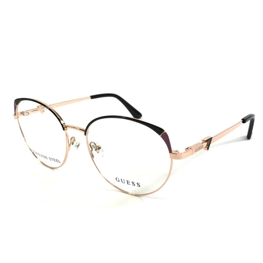 Guess Eyeglasses Frames GU2867 005 Black Rose Gold Round Full Rim 53-17-140
